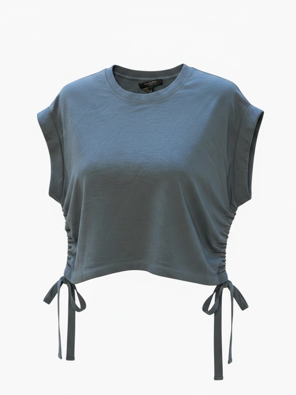 All Saints Slate Blue Side-Tie Crop Top